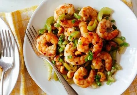 Stir Fried Dutch Celery Prawns - Fusion Bay, Fort Kochi, Kochi
