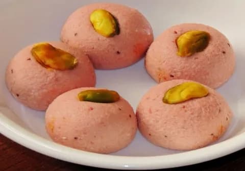 Strawberry Sandesh (Pack of 9) - Adi Sree Hari Mistanna Bhandar, Kolkata