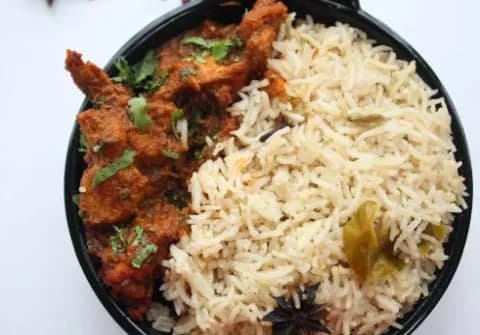 Bagara Rice with Chicken Curry - Satti Babu Biriyani, Hyderabad