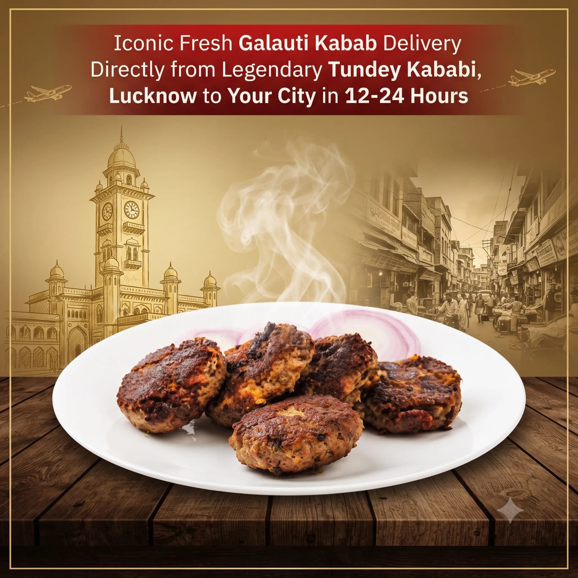 Mutton Galauti Kebab (Four pieces)- Tundey Kababi, Lucknow